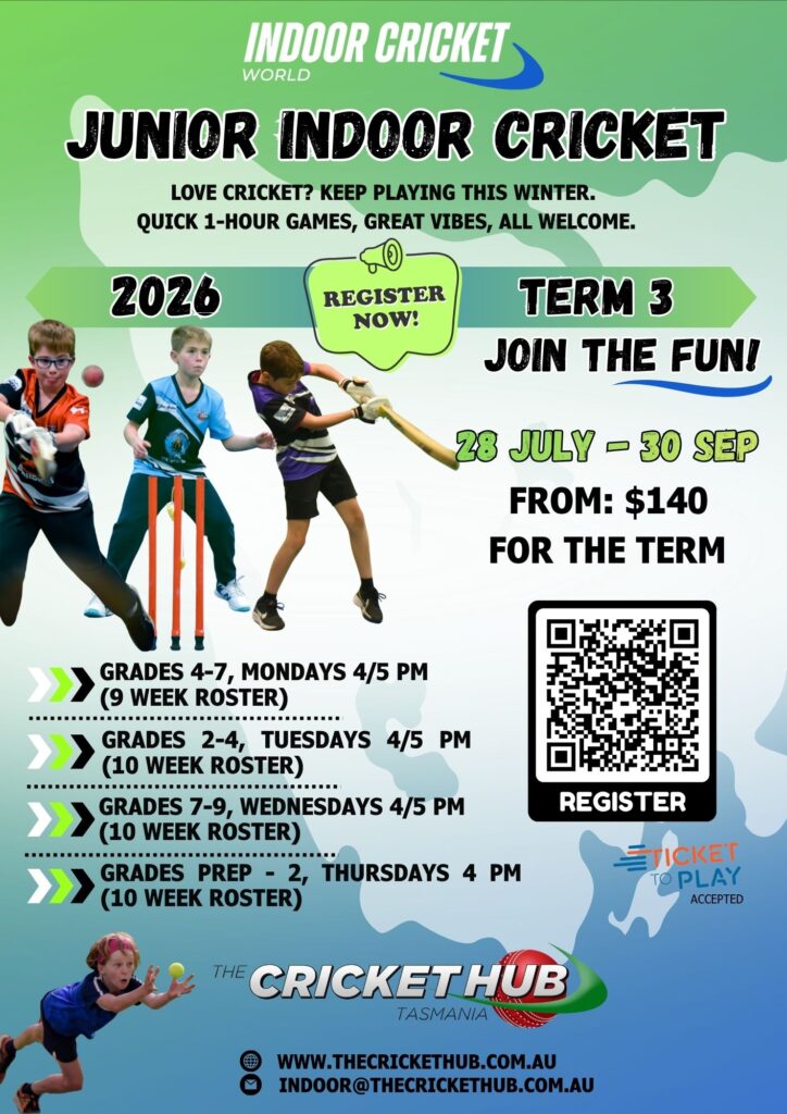 2026 Term 3 Junior Indoor Cricket Flyer